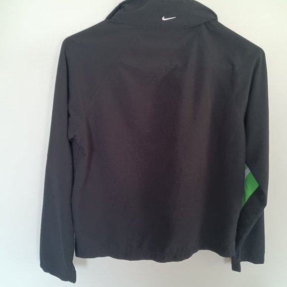 Nike Womens Zip Up Jacket XS 0-2 Black Green White Stripe On Sleeve - Picture 2 of 5